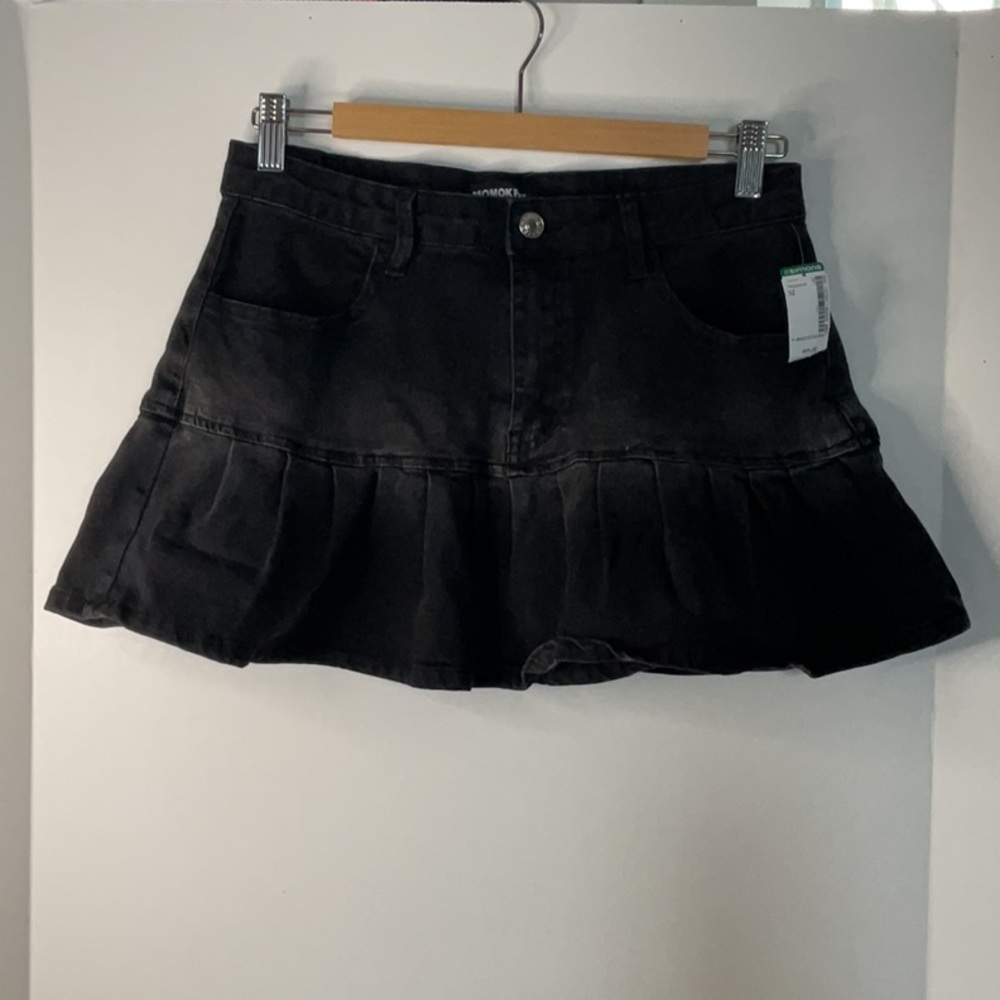 Momokrom Black Denim Mini Skirt